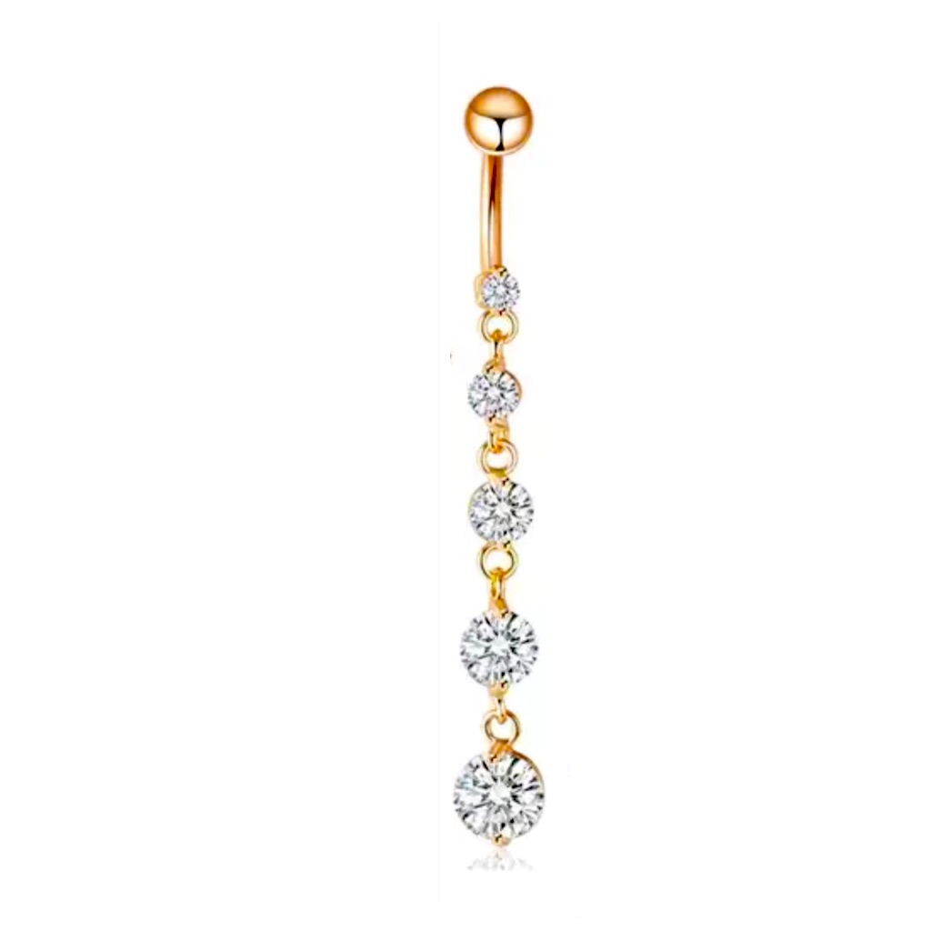 14k Rose Gold Plated Diamond Belly Button
